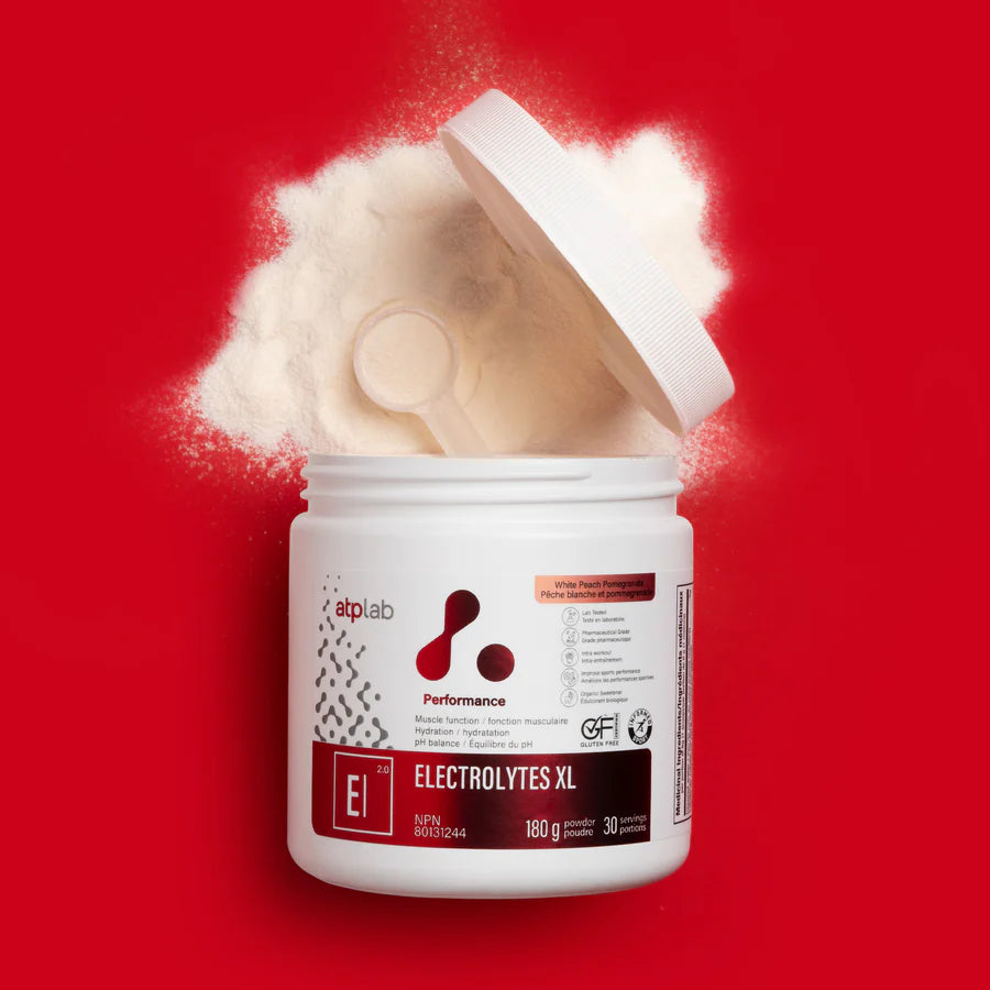 ATP Lab Electrolytes XL - elektrolytový prášek pro efektivní hydrataci organismu s příchutí White Peach Pomegranate.