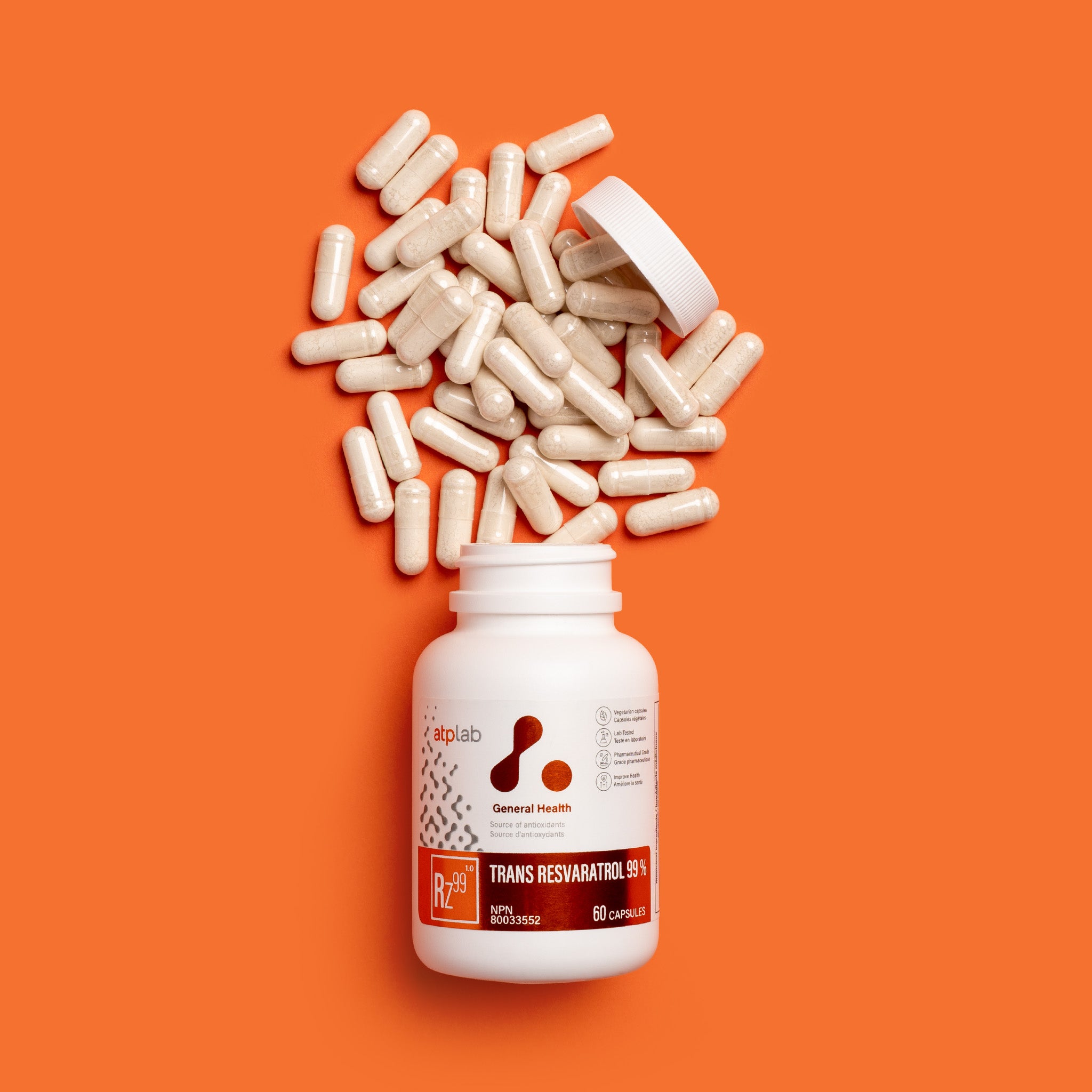 ATP Lab Trans Resveratrol 99% - čistý antioxidant v kapslích pro buněčnou vitalitu.