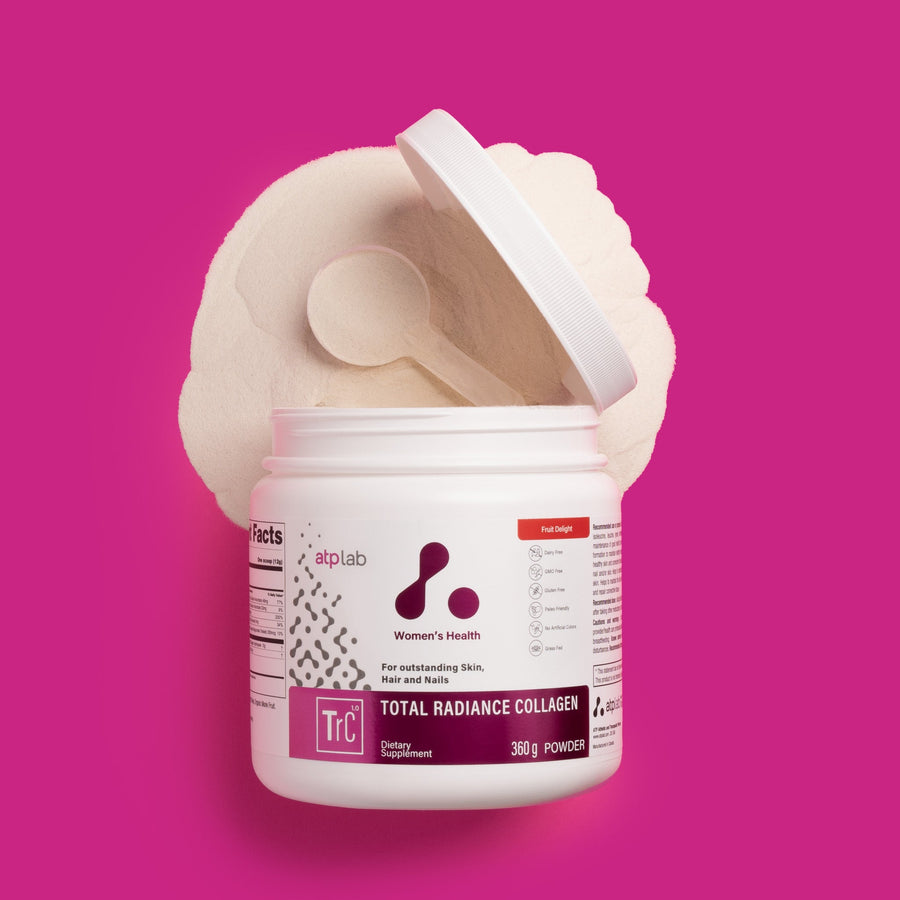 ATP Lab Total Radiance Collagen - kolagenový prášek pro podporu pleti, vlasů a nehtů s ovocnou příchutí.